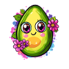 Happy avocado with flowers