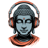 Buddha with Headphones Mindfulness Music Boho Zen