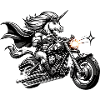 Motorradfahrender Einhorn Held