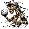 Hipster Giraffe with Microphone and Dreadlocks