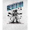 Meditating astronaut in space
