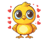 Chick with hearts