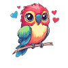 Parrot with hearts