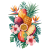 Tropical fruit with hibiscus and