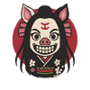 Geisha with pig nose cartoon