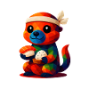Poligono Kawaii Stile Animali Baby Lontra Sushi Master