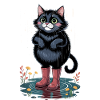 Süße schwarze Katze im Regen