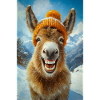 Smiling Donkey in Winter Hat