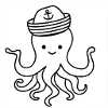 Cute Octopus with Anchor Hat