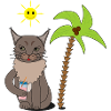 Summer cat with palm tree