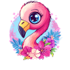 Flamingo with flower magic