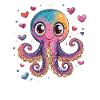 Pieuvre avec des cœurs