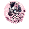 Zebra with cherry blossoms