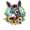 Esel mit Sonnenblumen