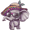 Elephant Comic Funny Sombrero