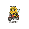 Biker bee with red motorcycle