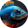 Fisch,bunt,pailletten,glitzer,blau