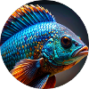 Fisch,bunt,pailletten,glitzer,blau