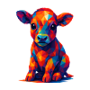 WPAP Polygon Kawaii Style Animales Bebé Ternero Vaca