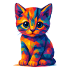 WPAP Polígono Kawaii Estilo Animales Bebé Gato Gatito