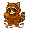 Waschbär Samurai Kawaii