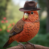 Rusty Rotkehlchen mit Naturmotiv