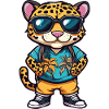 Leopard Comic Urlaub
