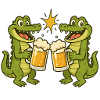 Lachende Krokodile mit Bier