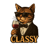 Sophisticated Cat with Wine and Tuxedo