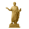 Modern Greek statue with smartphone