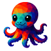 WPAP Polygon Kawaii Style Squid