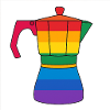 Vibrant rainbow coffee maker
