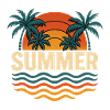 Summer Palm Trees Sunset Illustration