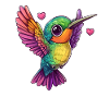 Hummingbird with hearts