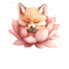 Fox sleeps in bloom