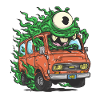 Green Monster in Retro Van
