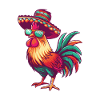 Rooster Comic Funny Sombrero