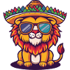 Lion Comic Funny Sombrero