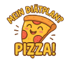Funny pizza motif with question