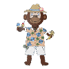 Affe mit Strohhut und Hawaiihemd