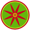 Stylish mandala with red leaves