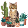Cat And Plants