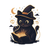 Haunted cat reads magic book