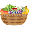 Früchtekorb mit buntem Obstmotiv