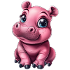 Mignon bébé hippopotame rose rose