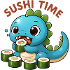 Cute dinosaur with sushi theme