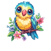 Bunter Vogel mit Blüten