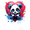 Panda with Heart Background