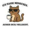 Katzenmotto mit Kaffeetasse und Sonnenbrille