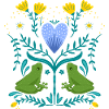 Grenouilles et fleurs